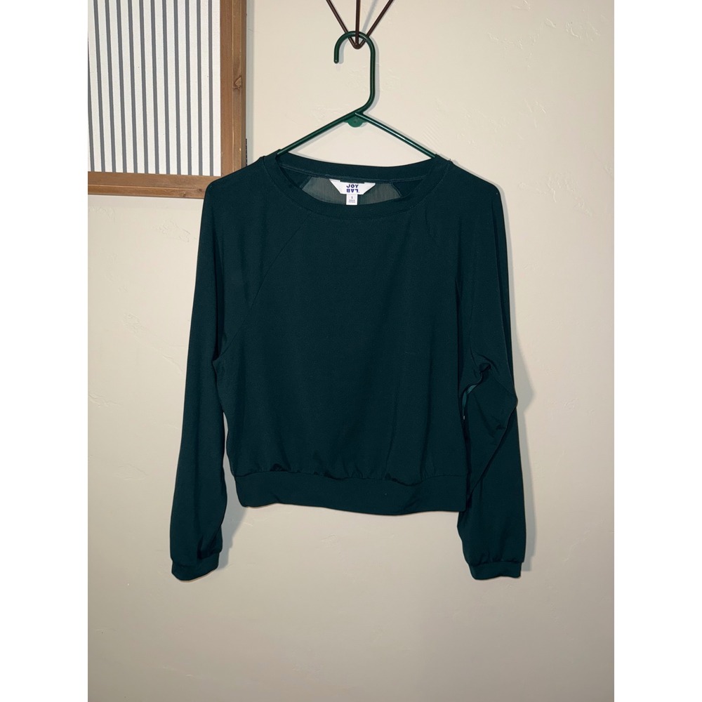 JoyLab Womens Forest Green Mesh Back Long Sleeve Activewear Top Small